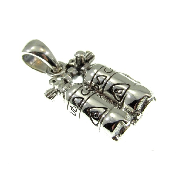 Solid 925 Sterling Silver Scuba Diver Dual Diving Air Tanks Deep Sea Pendant - Picture 6 of 8